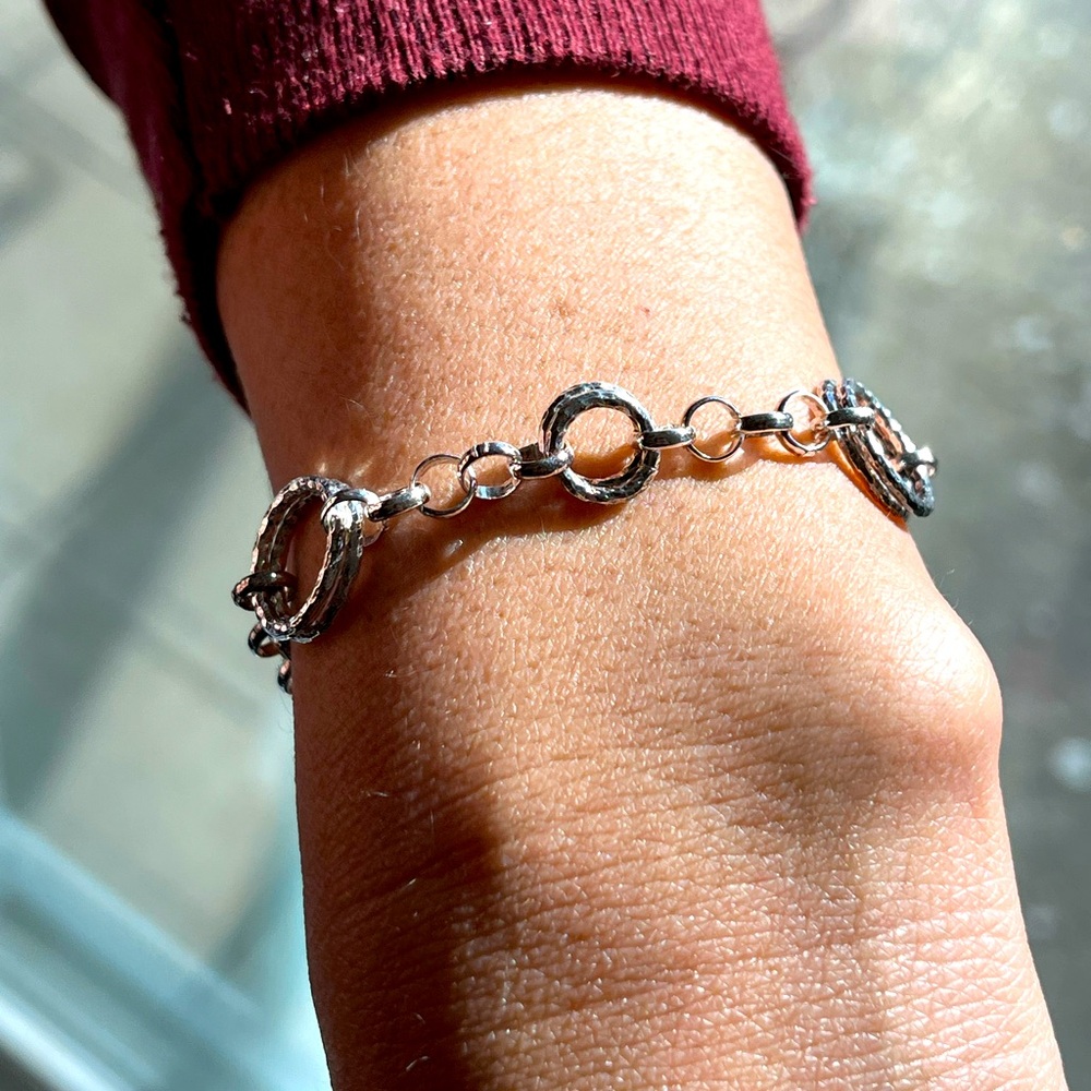 Vintage 1990s Sterling Silver 925 Geometric Bracelet - 7 inches